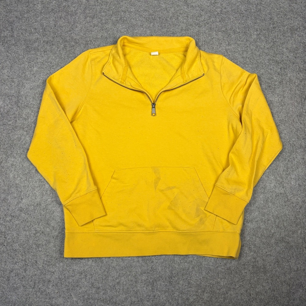 Old Navy Mens Quarter Zip Sweatshirt Yellow Fleece Pullover Mock Neck Medium